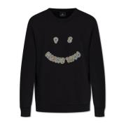 Sweatshirt med farverigt broderet logo