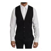 Klassisk Sort Uld Slim Fit Vest