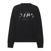 Sort sweater med folie logo print