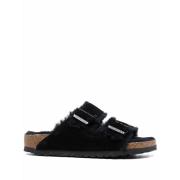 Sorte Sandaler med Shearling Foring