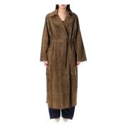 Beige Ruskind Wrap Frakke