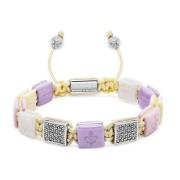 Women's White, Cream, Lavender & Soft Pink Ceramic Flatbead Bracelet w...