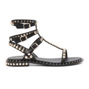 Sorte Studded Cage Sandaler