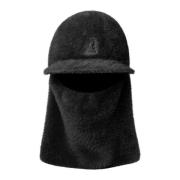 Sort falsk pels balaclava med tonal logo