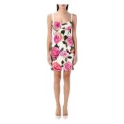 Hvid Rose Print Corsage Mini Kjole