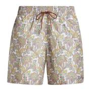 Hvide blomster paisley badeshorts