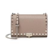 Pink Rockstud Flap Taske med Kæde