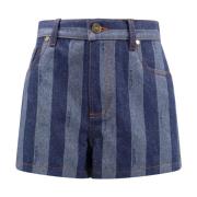 Denim Pequin Stribede Shorts