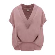 Bomuld V-hals Sweater Oversize Stil