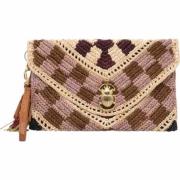 Raffia Alicia Clutch Taske Blomme Pink