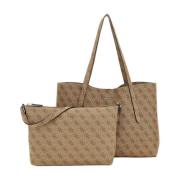 Beige Syntetisk Dame Shopping Taske