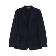 Navy Wool Blazer med tropisk stil