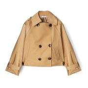 Kort dobbeltradet trenchcoat