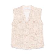 Beige V-Neck Sleeveless Waistcoat