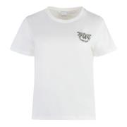 Crew-neck T-shirt med dekorative indsatser