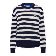 Stribet Crewneck Sweater Skycaphain Birch