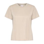 Taupe Metallic Regular T-Shirt Top