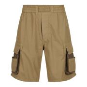 Mudderfarvet faldskærm kanvas Bermuda shorts