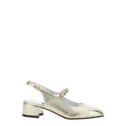 Metallic Slingback Pumps i Patentlæder