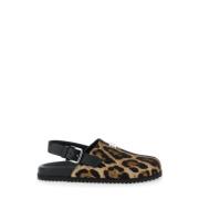 Leopard Motif Brun Sandaler med Logo