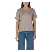 Beige Plain Cotton Tee Short Sleeve