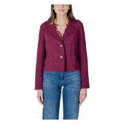 Fuchsia Revers Krave Blazer Knap Lukning