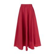 Fuchsia Ruffle Midi Nederdel Tech Stof