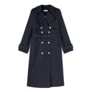 Lang dobbeltradet trenchcoat