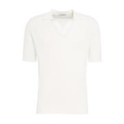 Hvid Strikket Poloshirt