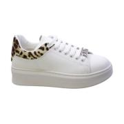 Hvide faux læder leopard sneakers