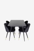 Venture Home - Spisegruppe Silar med 4 spisebordsstole Velvet - Sort -...