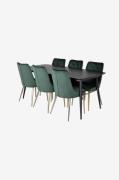 Venture Home - Spisegruppe Gold med 6 spisebordsstole Velvet Deluxe - ...