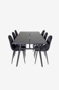 Venture Home - Spisegruppe Sleek med 6 spisebordsstole Polar - Sort - ...