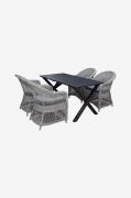 LifestyleGarden - Bord 150 cm & 4 stk Marbella-stole - Sort - Spisegru...