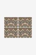 Pimpernel - Dækkeservietter Morris & Co Strawberry Thief Brown 4-pak -...