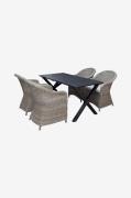 LifestyleGarden - Bord 150 cm & 4 stk. kviksølvstole - Sort - Spisegru...
