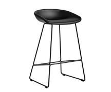 HAY About a Stool (AAS 39) - Sort Sense Læder - Sort Stel - 65cm / Pla...