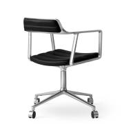 Vipp 452 Swivel Chair - Castors - Læder - Black