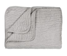 Ib Laursen Quilt plaid - hvid/mørkegrå striber