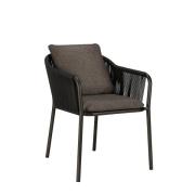 Capitan Outdoor Dining Chair - Dark Bronze - Dark Brown Cushion