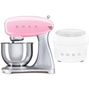 Smeg Røremaskine med ismaskine, pastelrosa