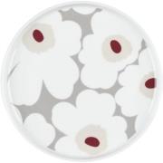 Marimekko Unikko tallerken 20 cm, grå/rød/gul