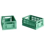 HAY Colour Crate opbevaringskasse mini dark mint, 2 stk.