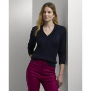 Lauren Ralph Lauren Bright Rayon/cottonsweater Kvinde Lauren Navy Swea...