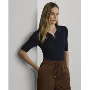 Lauren Ralph Lauren Matte Rayon/nylonbutton Down Kvinde Lauren Navy Ca...