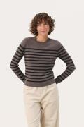 Part Two Jaylynpw PU Kvinde Black Stripe Sweaters Relaxed Fit Str L - ...