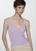 MANGO Lurex Knitted top Kvinde Lt-pastel Purple Toppe Str S - hos Maga...