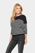 Saint Tropez Milasz Rneck St. Pullover Kvinde Black Mila Stripe Sweate...