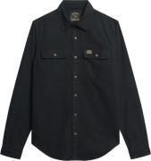 Superdry Flannel Workwear Shirt Mand Jet Black Langærmede Skjorter Str...