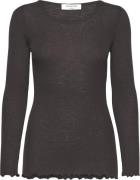 Rosemunde Long Sleeve Scoop Neck Kvinde Dark Espresso Langærmede T-shi...